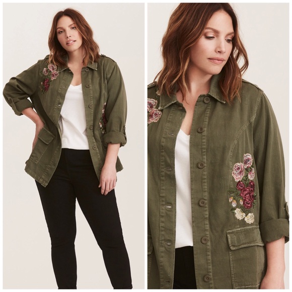 torrid Jackets & Blazers - NWOT Torrid Floral Embroidered Utility Jacket
